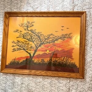 Vintage America Sunset Embroidery - Orange and Black